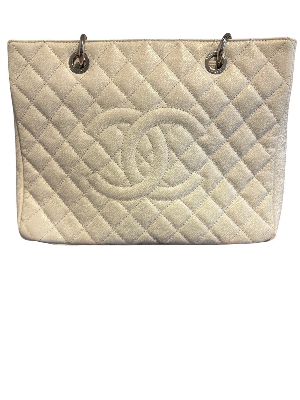 Authentic Chanel White Caviar Leather GST tote